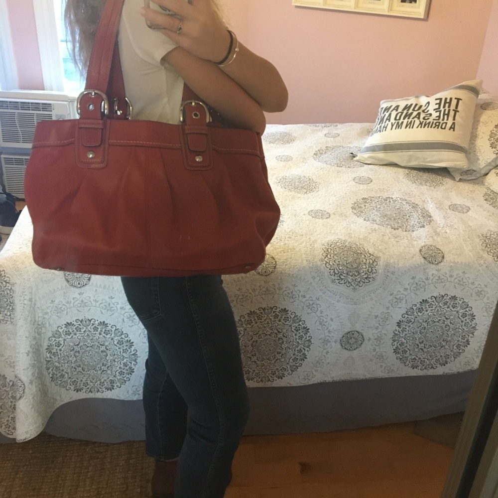 Large burnt orange COACH purse